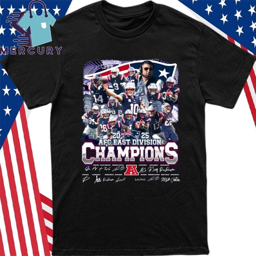 New England Patriots 2025 AFC Championship Champions signature shirt 90